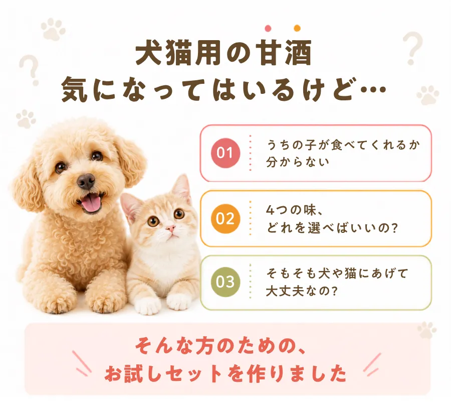 犬猫用の甘酒、気になってはいるけど…