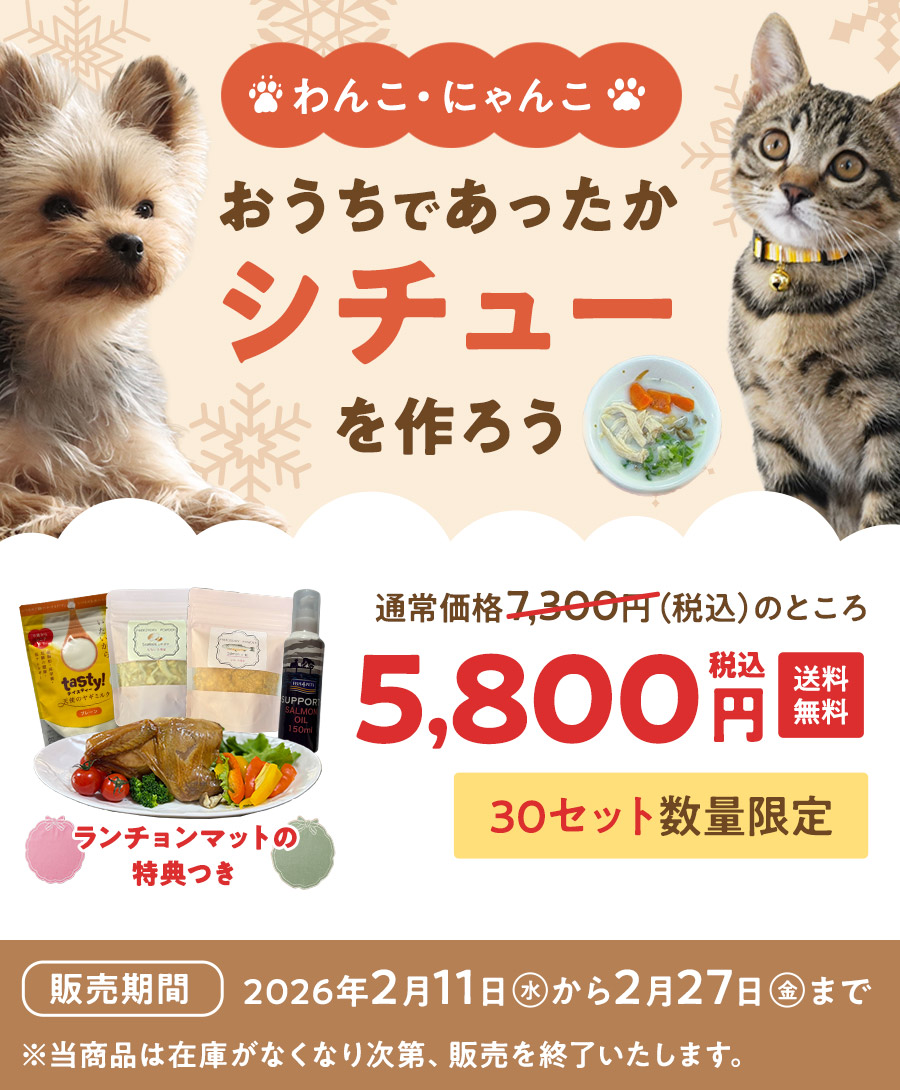 わんこ・にゃんこ♥おうちであったか シチューを作ろう